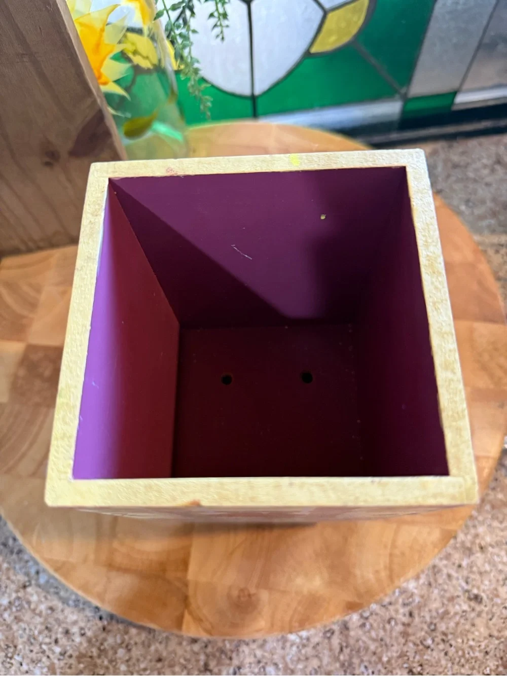 Decorative Yellow Floral Tea Box Figurine - Home Kitchen